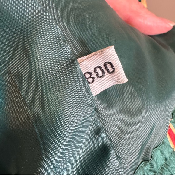 Vintage 100% Silk Christmas Novelty Print Bomber Full Zip Jacket - S - Oversized - Picture 11 of 11